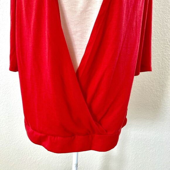 Lucy Diamonds Women's Plus Size 2X Red And Cream Open Front Knit Top Blouse - Picture 3 of 10